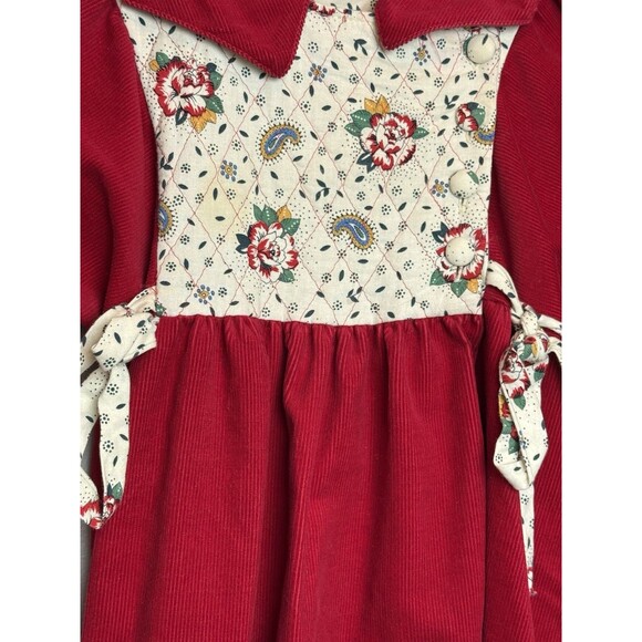 Vintage Plum Pudding Corduroy Dress w/Quilted Bodice - 6 - Picture 2 of 8